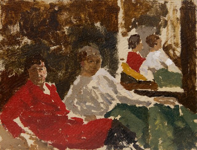 George Hendrik Breitner | Zwei Frauen sitzend vor einem Spiegel, Öl auf Holz, 31,5 x 41,2 cm, Unterzeichnet o.L.
