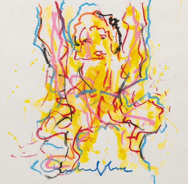 Anton Heyboer | Untitled, crayon and watercolour on paper, 42,5 x 42,5 cm, Unterzeichnet M.u.