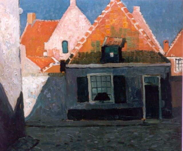 Raoul Hynckes | A sunlit street, Bruinisse, Öl auf Leinwand, 48,5 x 57,0 cm