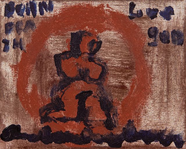 Heyboer A.  | Born death, love god, Öl auf Leinwand 24,0 x 29,9 cm, Unterzeichnet u.m.