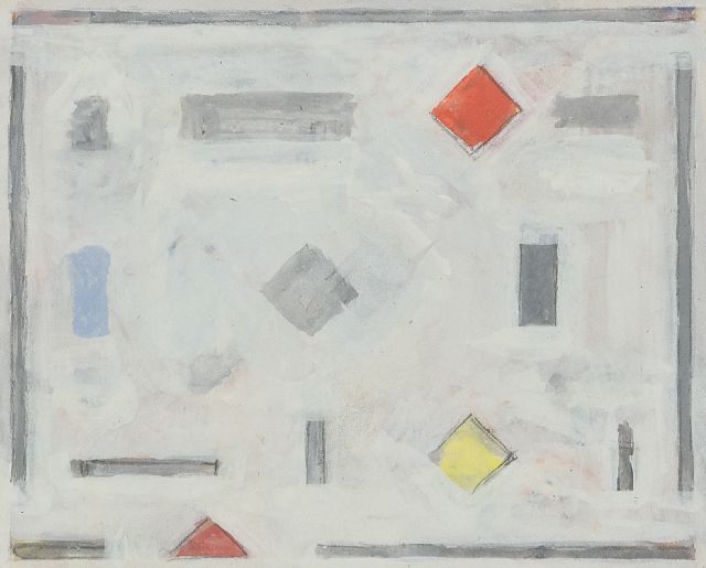 Bart van der Leck | Compositie, Gouache auf Papier, 13,5 x 16,5 cm, zu datieren Anfang der 1930er Jahre