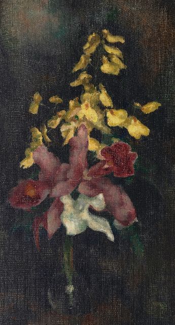 Toon Kelder | Blumenstillleben, Öl auf Leinwand, 67,0 x 37,3 cm, Unterzeichnet l.u.