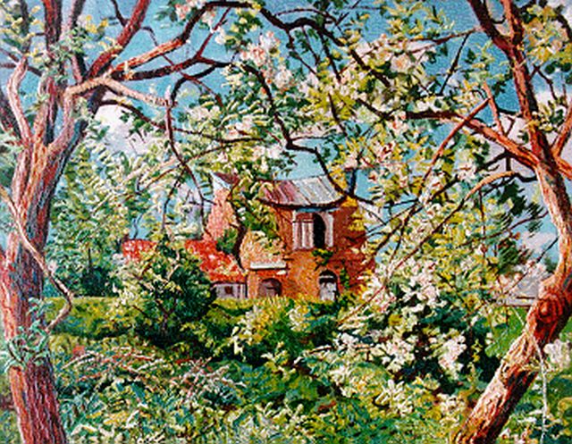 Herman Bieling | An orchard in blossom, Öl auf Leinwand, 46,3 x 60,4 cm, signed l.r. und dated '48