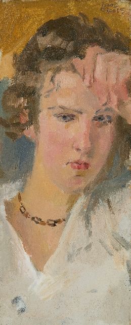Isaac Israels | Porträt einer jungen Frau, Öl auf Tafel, 23,0 x 9,5 cm, Unterzeichnet o.r. und zu datieren um 1910-1915