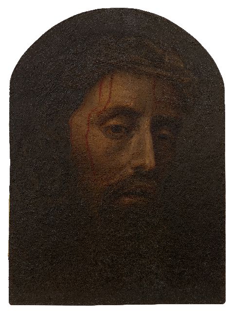 Jan Hadris Schouten | Kopf des leidenden Christus mit Dornenkrone, Öl auf Holzfaser auf Holz, 45,5 x 33,1 cm