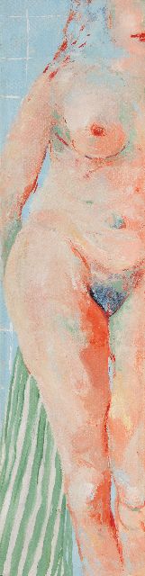 Hemert E. van | Voyeur (Frau unter der Dusche), Acryl auf Leinwand 116,5 x 31,0 cm, Unterzeichnet u.r. und datiert '82