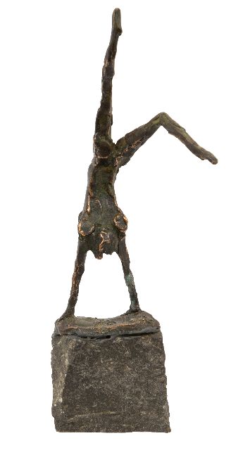 Bakker W.F.  | Handstand, Bronze 21,6 x 6,4 cm, Unterzeichnet auf der Basis