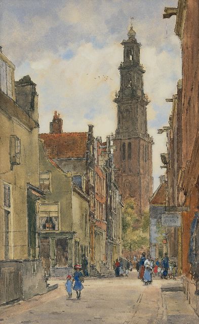 Felicien Bobeldijk | Blick auf den Westertoren, Amsterdam, Aquarell auf Papier, 67,2 x 42,0 cm, Unterzeichnet u.r.