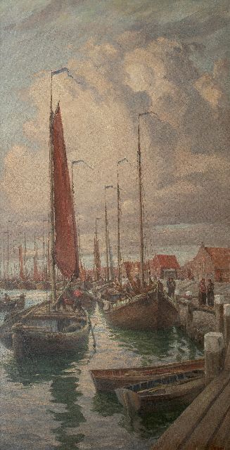 Randall M.  | Der Hafen von Volendam, Öl auf Leinwand 175,3 x 91,3 cm, Unterzeichnet u.r.