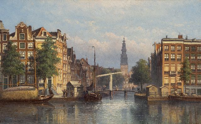 Eduard Alexander Hilverdink | Ein Blick auf den Groenburgwal in Amsterdam, Öl auf Leinwand, 29,5 x 46,7 cm, signed l.l. und datiert '79