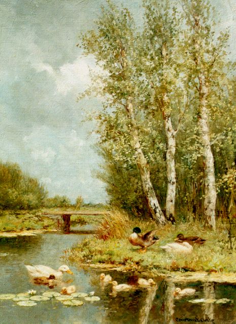 Constant Artz | Ducks in a polder landscape, Öl auf Leinwand, 40,5 x 33,0 cm, signed l.r.