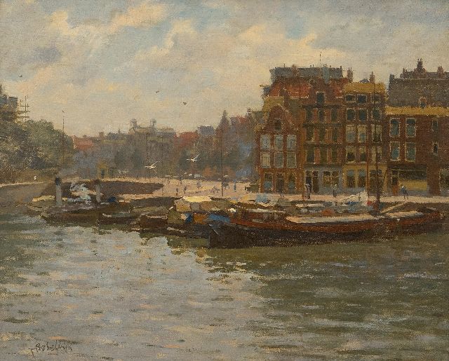 Felicien Bobeldijk | Ein Blick auf De Buitenkant (Prins Hendrikkade), Amsterdam, oil on canvas, 30,6 x 37,0 cm, Unterzeichnet u.l.