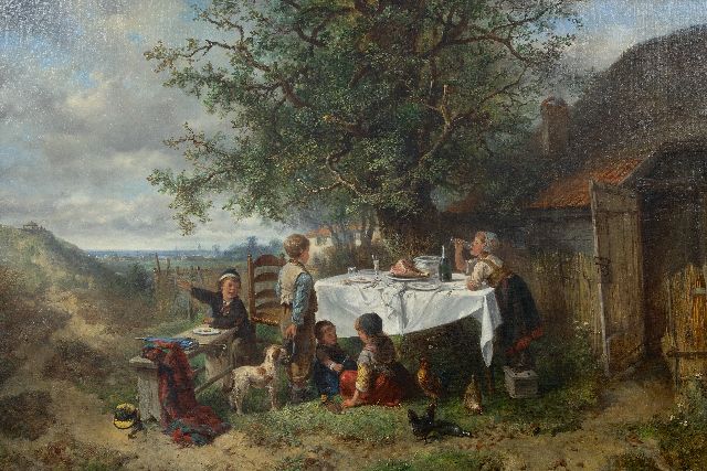Mari ten Kate | Ein unerwartetes Picknick, Öl auf Leinwand, 60,5 x 90,5 cm, Unterzeichnet u.l.