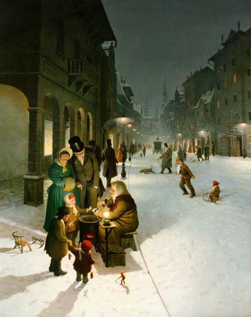 Vida Gábor | A snow-covered town at night, Öl auf Holz, 49,7 x 39,9 cm, signed l.r.