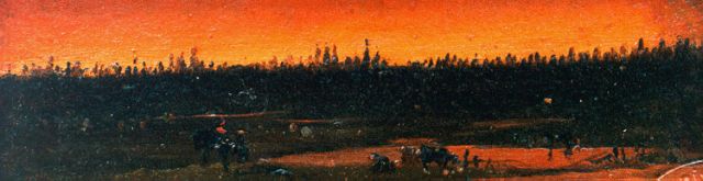 Johannes Tavenraat | Evening twilight, Öl auf Holz, 6,0 x 20,0 cm