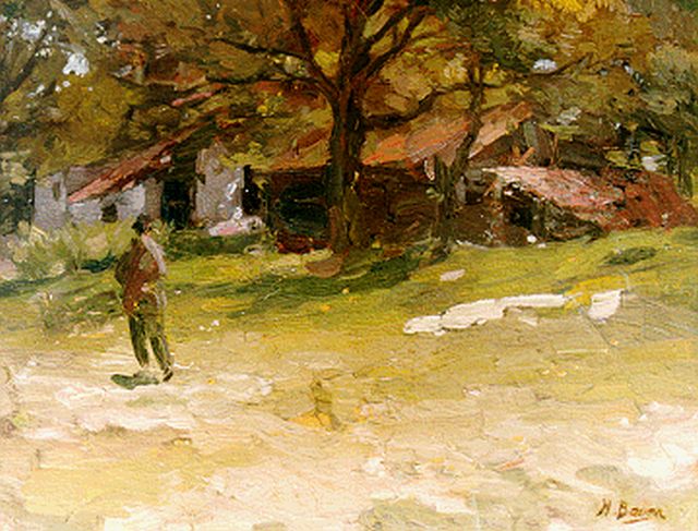 Marius Bauer | A farm-stead, Öl auf Holz, 27,0 x 35,0 cm, signed l.r.