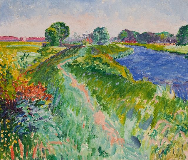 Jan Altink | A view of 'Het Rietdiep', Wachsfarbe auf Leinwand, 60,3 x 70,2 cm, signed l.r.