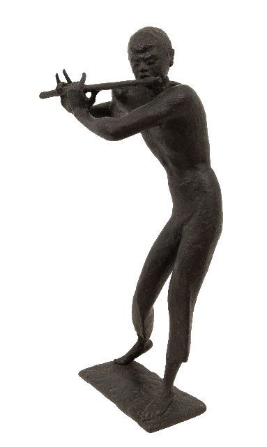 Oswald Wenckebach | Flötenspieler, Bronze, 48,5 x 21,3 cm, zum datieren ca. 1953