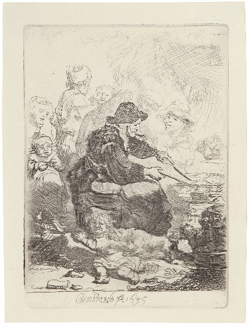 Rembrandt (Rembrandt Harmensz. van Rijn)   | Die Pfannenkuchenbäckerin, Radierung 12,2 x 9,4 cm, Unterzeichnet m.u. (in der Platte) und datiert 1635 (in der Platte)