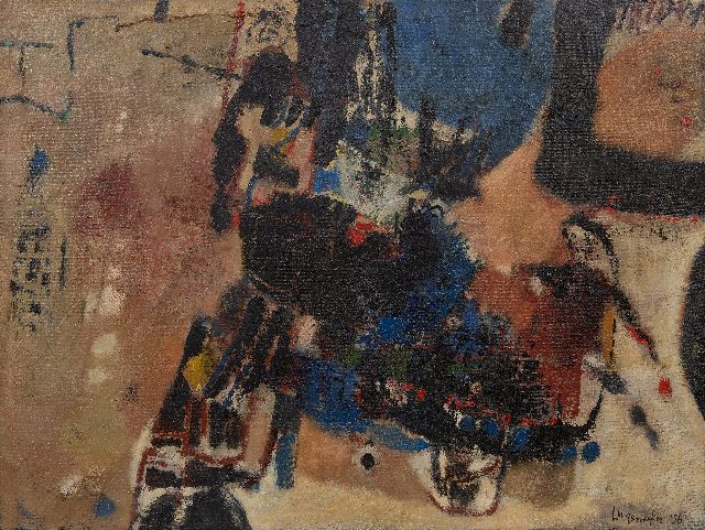 Wagemaker A.B.  | Komposition, Öl und Sand auf Leinwand 76,2 x 100,6 cm, Unterzeichnet u.R. un auf den Keilrahmen und datiert '56