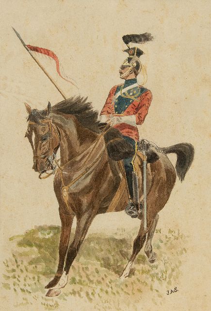 Willem Constantijn Staring | Kavallerist zu Pferd, Aquarell auf Papier, 30,9 x 21,0 cm