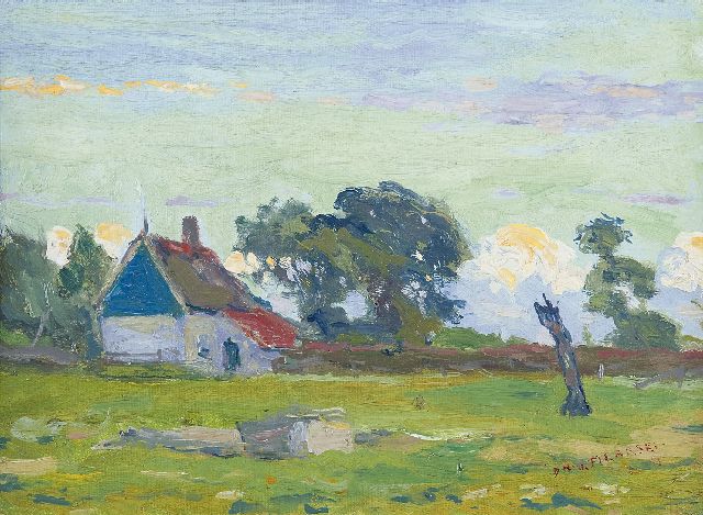 Dirk Filarski | Bauernhof im Sommer, Öl auf Leinwand  auf Holzfaser, 25,4 x 34,0 cm, Unterzeichnet u.r. und zu datieren um 1908-1909