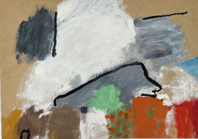 Eugène Brands | Landschap met wolkenlucht (Landschaft mit bewölktem Himmel), Gouache auf Papier, 67,4 x 91,0 cm, Unterzeichnet Im Verso und Im Verso datiert 16.I.1971