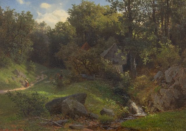 Eduard Leonhardi | Idyllischer Waldblick, Öl auf Leinwand, 34,5 x 48,5 cm, Unterzeichnet u.l. und datiert 1860