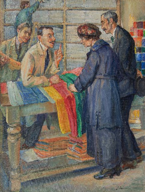 Emile Thysebaert | Im Stoffladen, Öl auf Leinwand, 109,2 x 83,0 cm, Unterzeichnet u.r. und datiert 1903