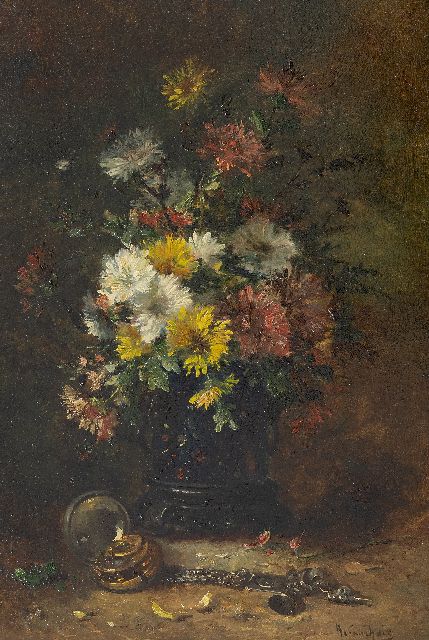 Eugène-Henri Cauchois | Stillleben mit Astern, Öl auf Holz, 46,2 x 31,3 cm, Unterzeichnet u.r.