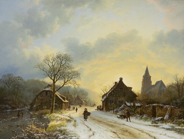 Barend Cornelis Koekkoek | Niederrheinische Winterlandschaft mit einer von Aerdt inspirierten Kirche, Öl auf Leinwand, 39,7 x 52,4 cm, Unterzeichnet u.l. und datiert 1837
