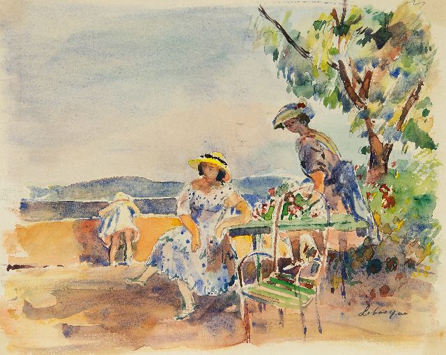 Lebasque H.  | Sur la terrasse, Aquarell auf Papier 23,0 x 28,0 cm, Unterzeichnet u.r.