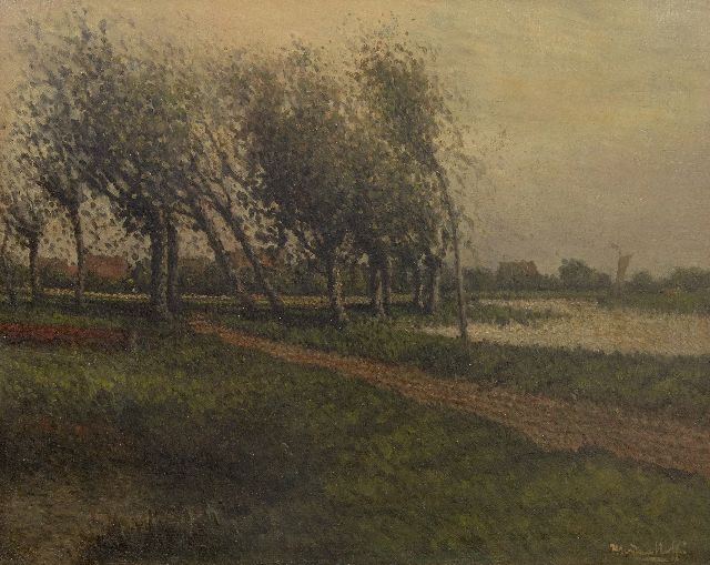 Daalhoff H.A. van | Pfad entlang des Flusses, Öl auf Holz 32,0 x 40,4 cm, Unterzeichnet u.r.