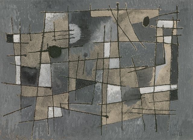 Will Leewens | Abstrakte Komposition, pen and gouache on paper, 18,0 x 25,0 cm, Unterzeichnet u.r.