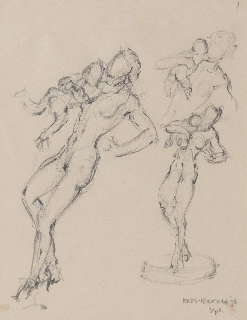 Verkade K.  | Studie für Skulptur 'l'Elan', Bleistift auf Papier 31,0 x 24,8 cm, Unterzeichnet u.r. und datiert sept. '96