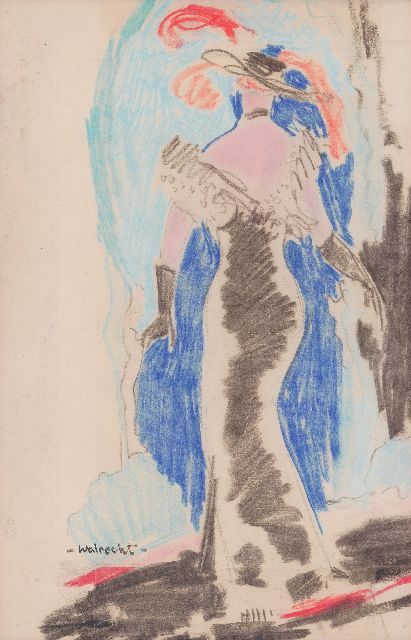 Walrecht B.H.D.  | Modische Frau, Pastell auf Papier 32,9 x 21,6 cm, Unterzeichnet u.l.