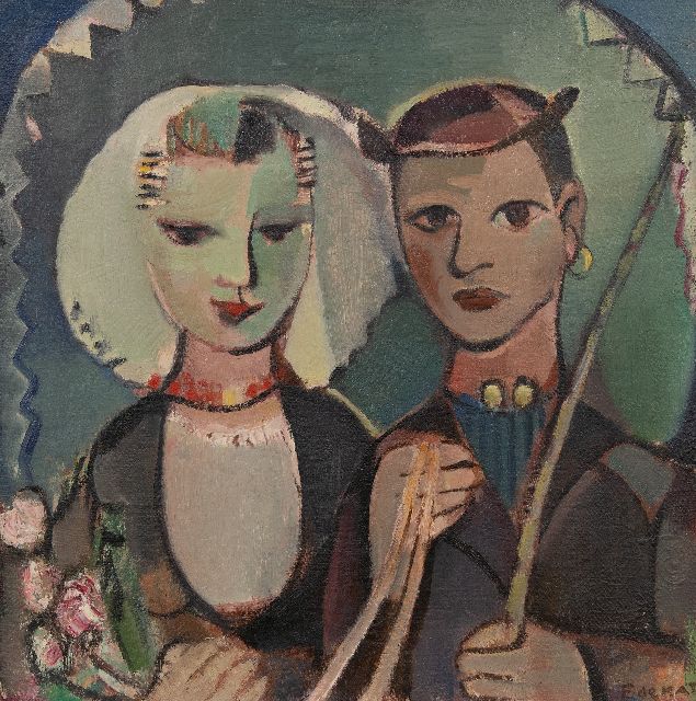 Ewoud de Kat | Hochzeitspaar in seeländischer Tracht, Öl auf Leinwand, 60,3 x 60,6 cm, Unterzeichnet u.r.