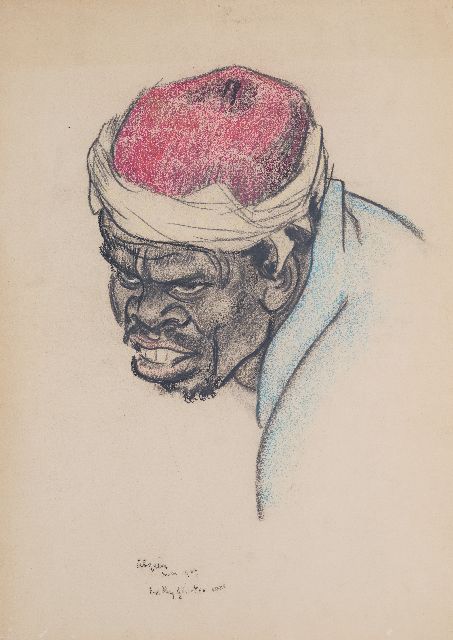 Willy Sluiter | Portrait eines algerischen Mannes, Kreide auf Papier, 44,6 x 33,3 cm, Unterzeichnet u.m. und 'Algiers' Mai 1924