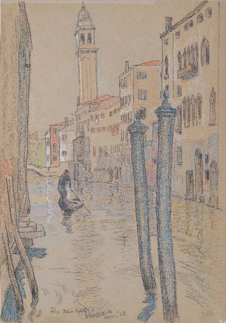 Willy Sluiter | Der Rio dei Greci, Venedig, Kreide auf Papier, 36,2 x 25,3 cm, Unterzeichnet u.l. und datiert April '28