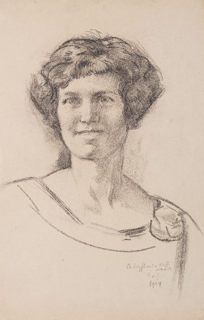 Willy Sluiter | Porträt von Co Drijfhout van Hooff, Kreide auf Papier, 47,5 x 31,0 cm, Unterzeichnet u.r. mit Initialen und datiert 1924