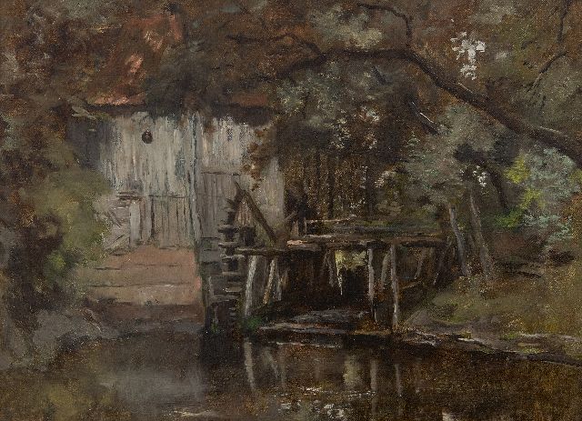 Jan van Essen | Die Wassermühle bei der Burg  Vorden, Öl auf Leinwand, 27,3 x 36,5 cm, Unterzeichnet im Verso und datiert im Verso 1898