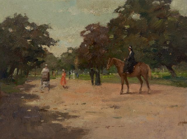 Evert Jan Ligtelijn | Sommertag im Park, Öl auf Holz, 28,2 x 37,6 cm