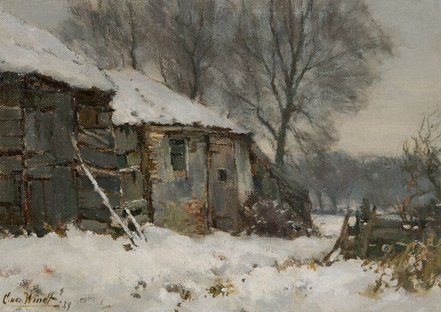 Chris van der Windt | Bauernhof im Schnee, Öl auf Leinwand auf Holz, 21,5 x 29,8 cm, Unterzeichnet u.l. und datiert '39
