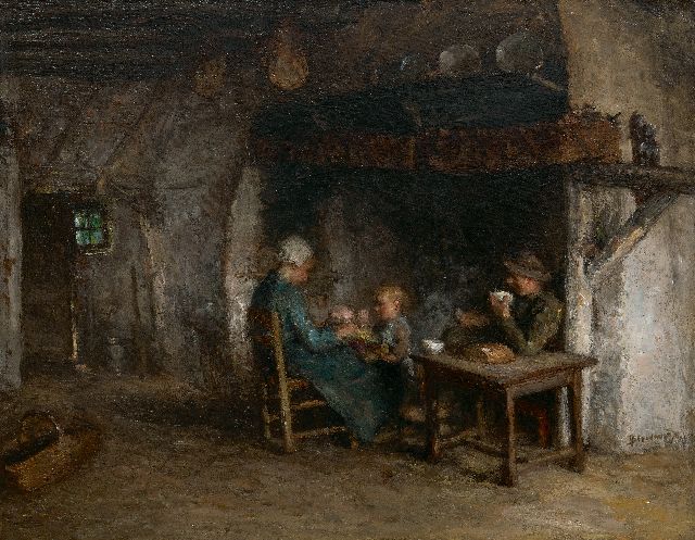 Bernard Blommers | Eine Bauernfamilie, Öl auf Leinwand, 57,4 x 71,4 cm, Unterzeichnet u.r.