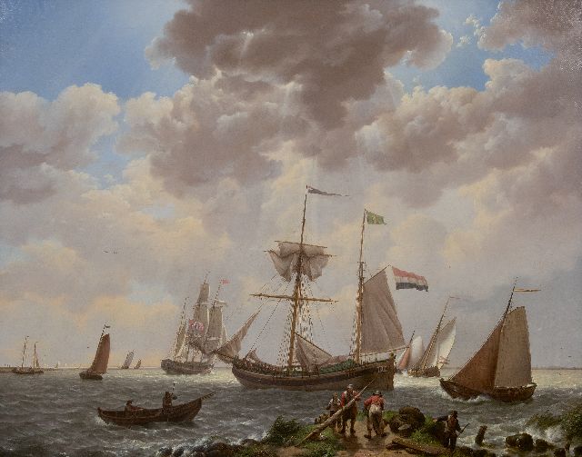 Koekkoek J.H.  | Schifffahrt vor der Küste, Öl auf Leinwand 57,3 x 72,0 cm, Unterzeichnet u.r. und datiert 1831