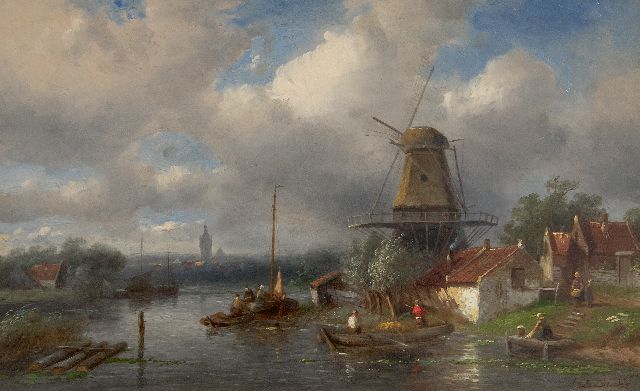 Charles Leickert | Fluss im Sommer, Öl auf Holz, 25,0 x 40,0 cm, Unterzeichnet u.r.