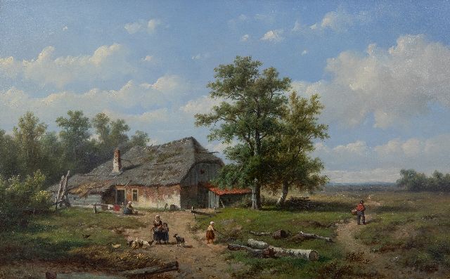Anthonie Jacobus van Wijngaerdt | Bauernhof auf dem Land, Öl auf Holz, 27,5 x 43,5 cm, Unterzeichnet u.l.