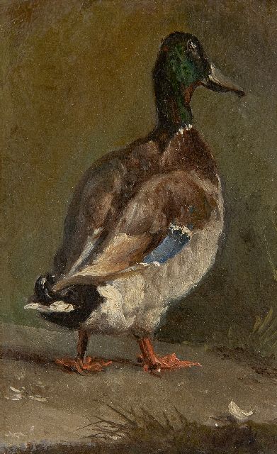 Willem Maris | Studie einer Ente, Öl auf Papier auf Holz, 10,2 x 6,5 cm, Unterzeichnet u.r. mit Initialen