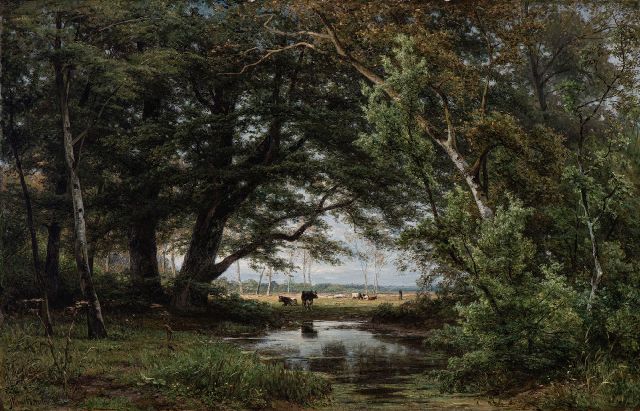 Jan Willem van Borselen | Hindurchblick im Wald, Öl auf Leinwand, 76,0 x 120,0 cm, Unterzeichnet l.u.