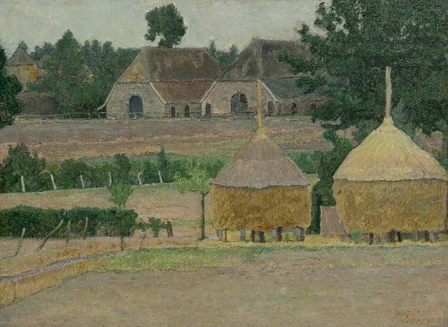 Vilmos Huszár | Bauernhof in Almen, Öl auf Leinwand auf Holz, 38,1 x 50,9 cm, Unterzeichnet u.r. und datiert 1911 VIII